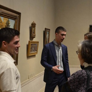 Charles, Lucas And Kate with Botticelli’s Adoration of the Magi