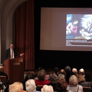 Dr. Ian Boxall with “Madonna with the Sleeping Christ Child” Orsola Maddalena Caccia
