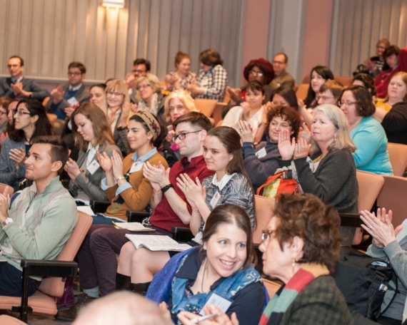 Audience applauds Miri Rubin’s address