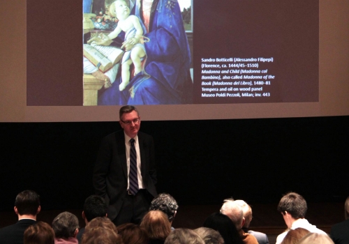 Dr. Ian Boxall with “Madonna and Child” Sandro Botticelli