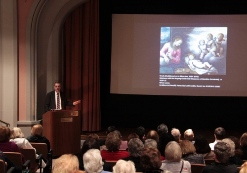 Dr. Ian Boxall with “Madonna with the Sleeping Christ Child” Orsola Maddalena Caccia