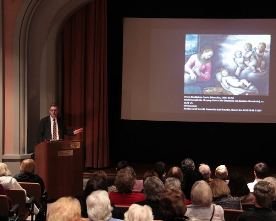 Dr. Ian Boxall with “Madonna with the Sleeping Christ Child” Orsola Maddalena Caccia