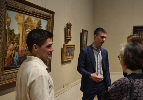 Charles, Lucas And Kate with Botticelli’s Adoration of the Magi